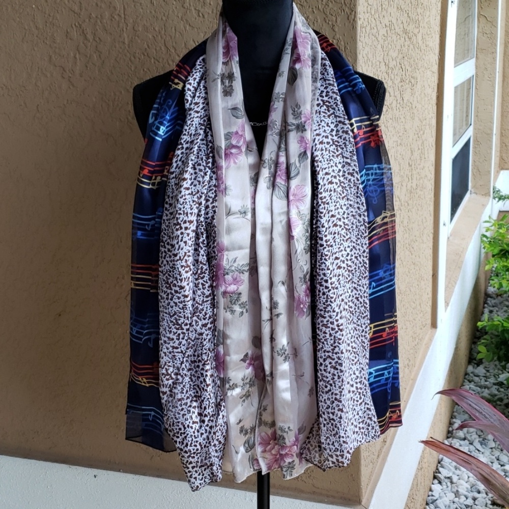 3 new silk scarfs. Never worn.